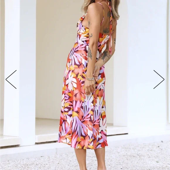 NWT midi orange dress - Picture 2 of 4